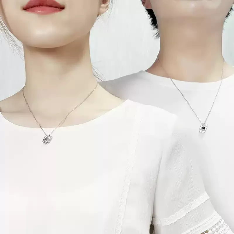 纯银迷你照相机项链一对情侣款投影定制吊坠男女学生毕业季送礼物