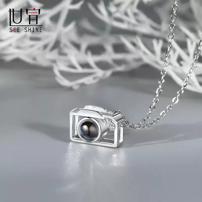 纯银迷你照相机项链一对情侣款投影定制吊坠男女学生毕业季送礼物