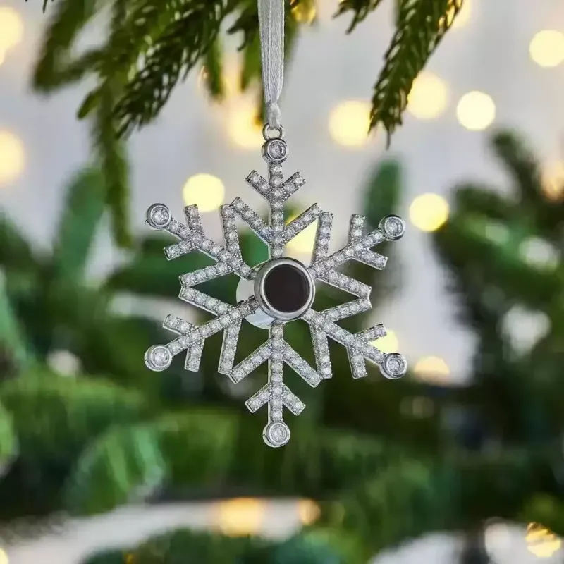 感恩圣诞节礼物雪花投影项链定女投影定制刻字彩色照片吊坠情人节