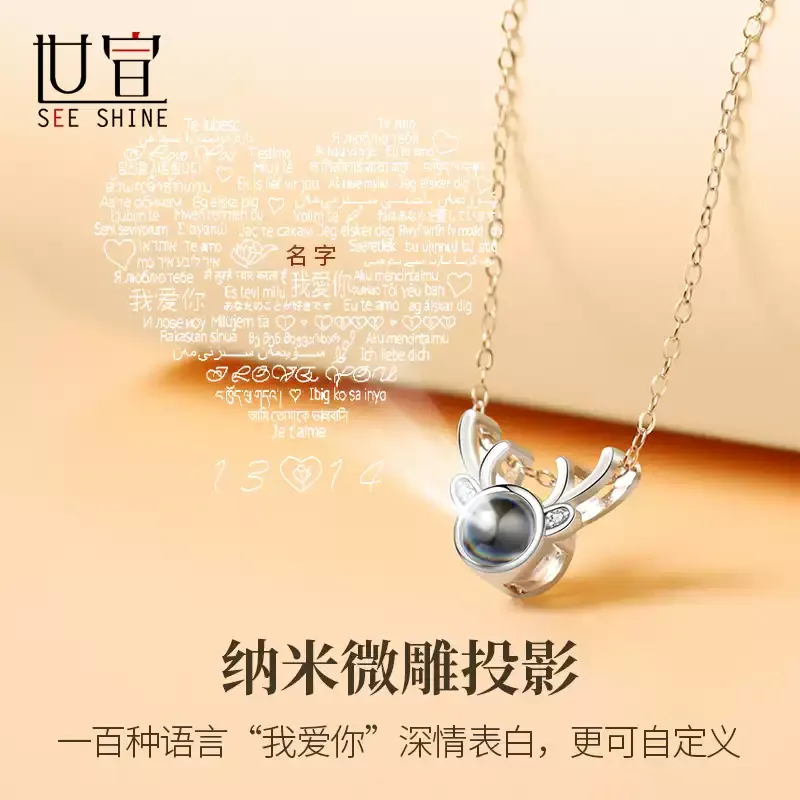 定制彩色照片项链情侣款纯银2025新款投影男女士吊坠告白纪念礼物