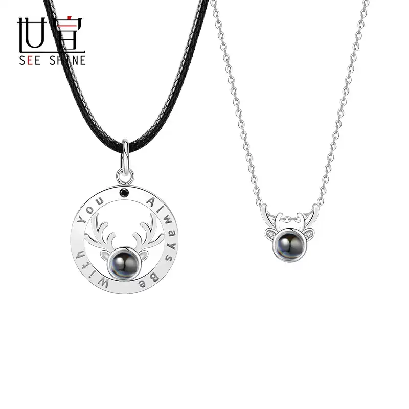 定制彩色照片项链情侣款纯银2025新款投影男女士吊坠告白纪念礼物