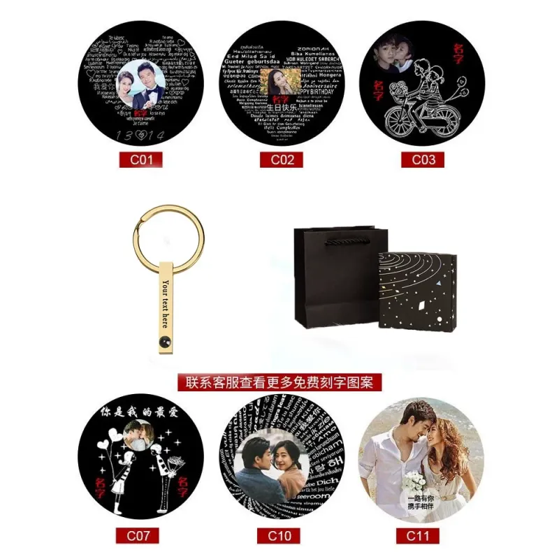 100种投影吊坠简约小众ins冷淡风钛钢长柱投影项链图片定制礼物女