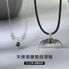 天使恶魔项链一对情侣款翅膀暗黑纯银吊坠投影定制名字照片送男友