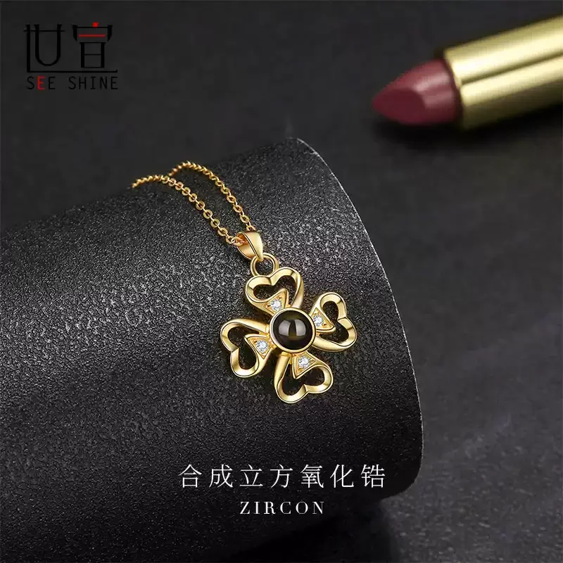 花瓣项链女款纯银轻奢小众投影定制照片礼物女生银饰生日送女朋友