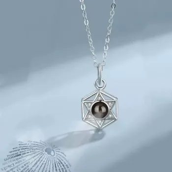 定制刻字照片六芒星情侣项链男女款小众设计星芒投影吊坠纪念礼物
