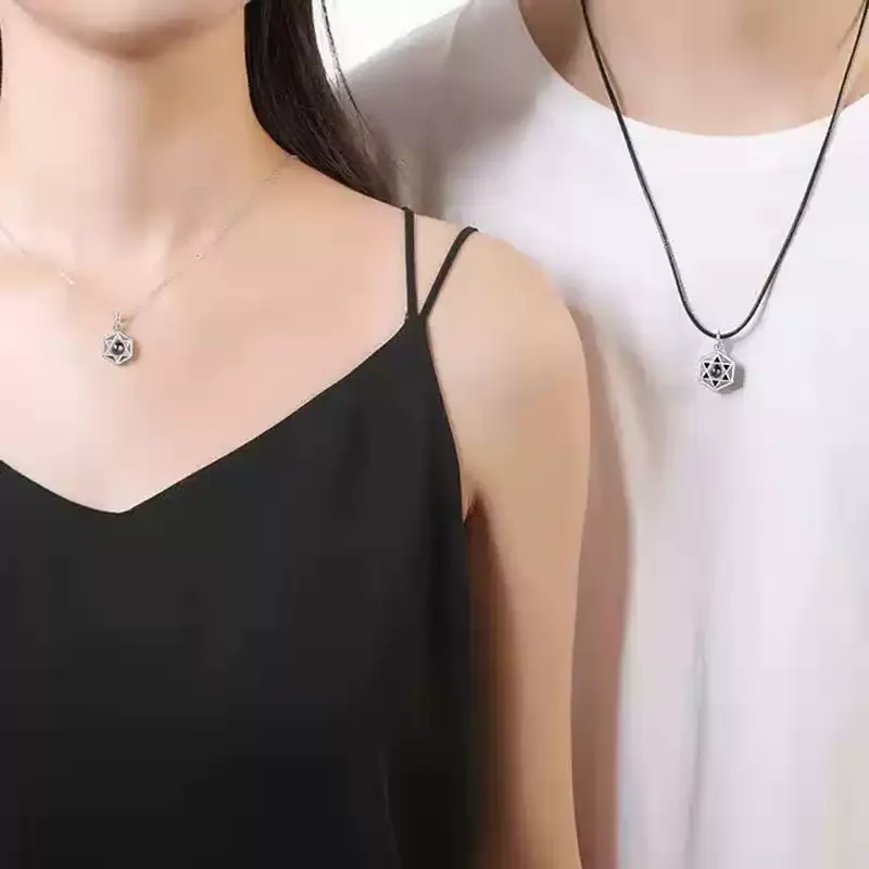 定制刻字照片六芒星情侣项链男女款小众设计星芒投影吊坠纪念礼物