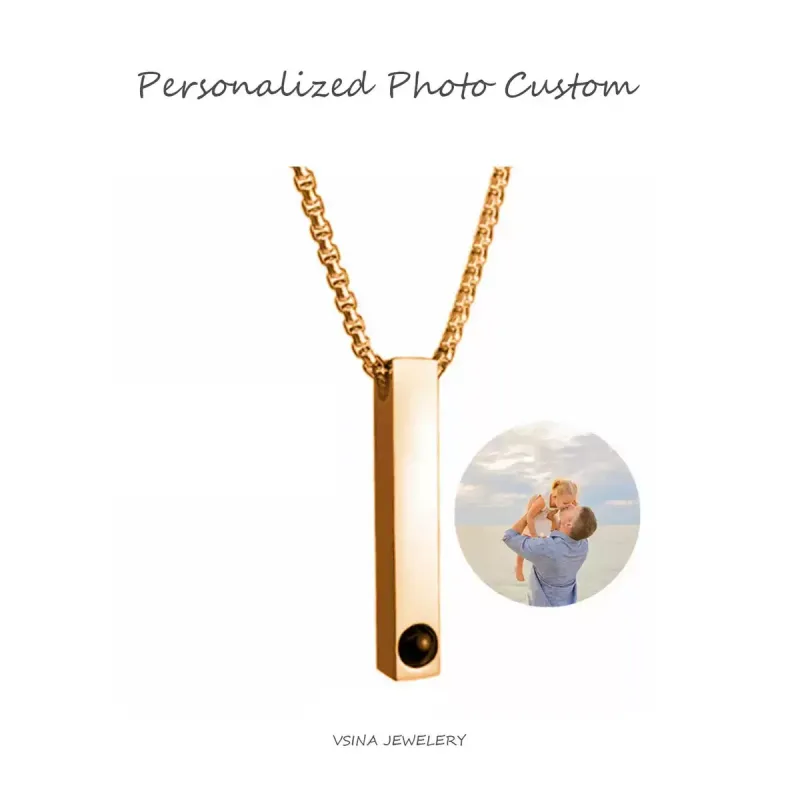钛钢记忆项链百搭可定制照片投影吊坠送男友原创设计饰品盒子链