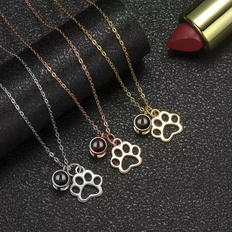 狗爪纯银项链定制照片名字投影简约百搭小众送朋友闺蜜生日礼物