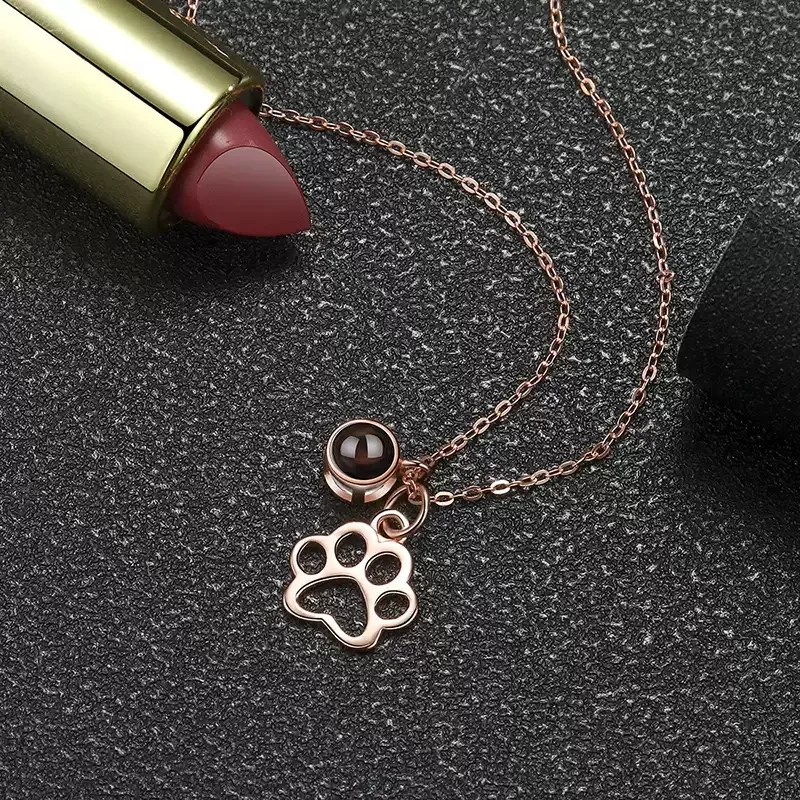 狗爪纯银项链定制照片名字投影简约百搭小众送朋友闺蜜生日礼物