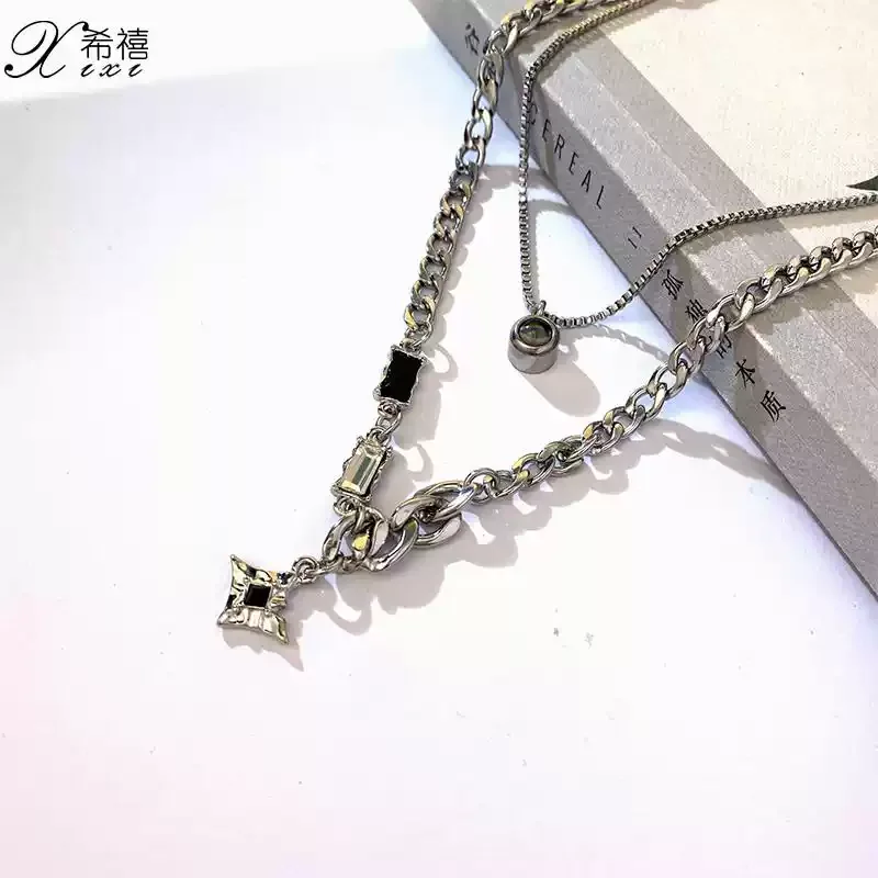 官方正品双层星芒项链男士潮高级感叠戴投影定制照片吊坠卫衣链