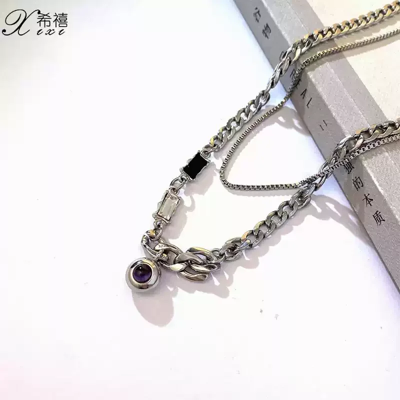 官方正品双层星芒项链男士潮高级感叠戴投影定制照片吊坠卫衣链