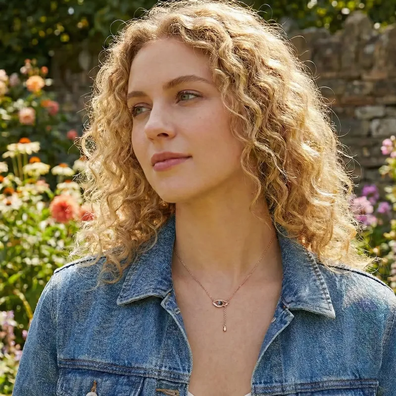 Collier de protection personnalisé « Œil du diable » avec pendentif photo en argent S925