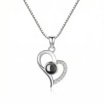 Custom "One Carat" Solitaire Projection Necklace - S925 Silver Photo Pendant