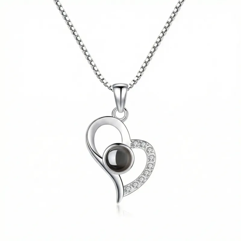 Custom Lucky Four-Leaf Clover Projection Necklace - S925 Silver Photo Pendant