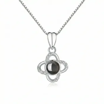 Custom Lucky Four-Leaf Clover Projection Necklace - S925 Silver Photo Pendant