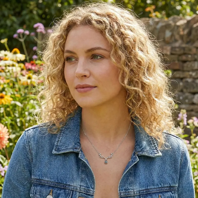 Collier personnalisé « Cerf elfe » avec pendentif photo en argent S925 et projection photo - Pendentif gardien en argent S925