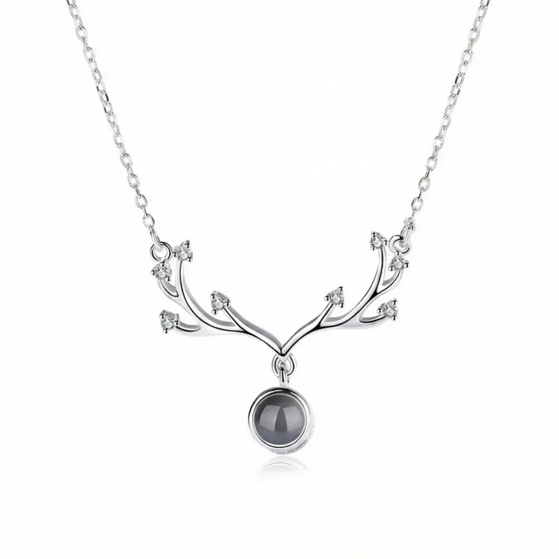 Custom Lucky Four-Leaf Clover Projection Necklace - S925 Silver Photo Pendant