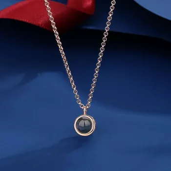 定制刻字照片项链女高级感锁骨链纯银简约投影吊坠情人节表白礼物