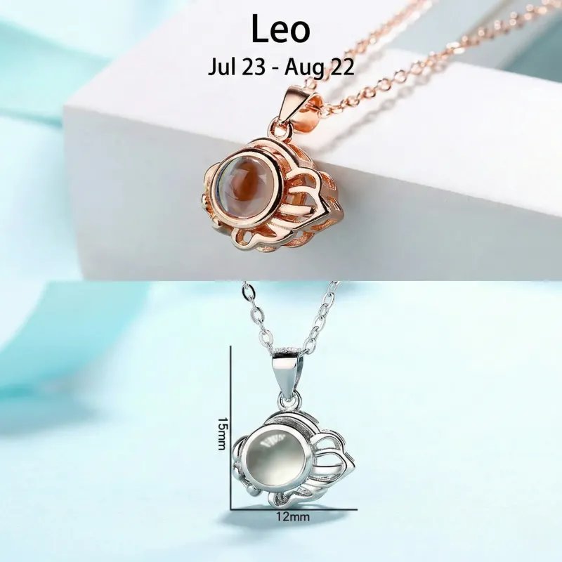 Custom 12 Constellation Photo Projection Necklace - S925 Sterling Silver Personalized Gift