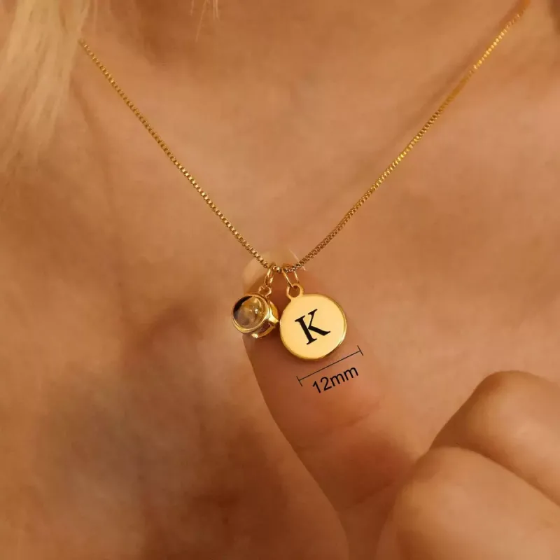 可投影项链定制DIY照片女生个性圆牌刻字锁骨链生日情侣纪念礼物