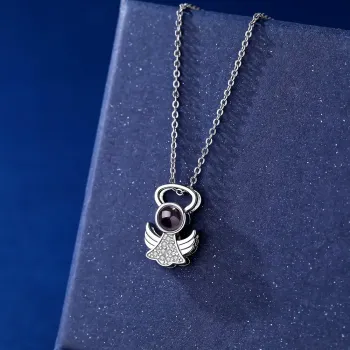 小众设计感小天使项链刻字纯银定制照片吊坠轻奢锁骨链情人节礼物