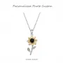 Personalized Sunflower Photo Projection Necklace - S925 Sterling Silver "You Are My Sunshine" Memorial Pendant