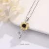 Personalized Sunflower Photo Projection Necklace - S925 Sterling Silver "You Are My Sunshine" Memorial Pendant
