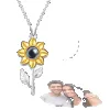 Personalized Sunflower Photo Projection Necklace - S925 Sterling Silver "You Are My Sunshine" Memorial Pendant