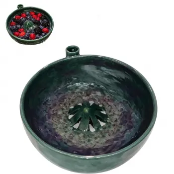Selbstdrehende Beeren-Waschschüssel, Obst- & Gemüsewäscher aus Keramik mit Abfluss, automatischer rotierender Siebkorb für schnelle Reinigung, Küchenwerkzeug
