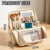 Travel Makeup Organizer Bag with Detachable Mirror & Adjustable Dividers