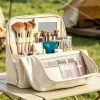 Travel Makeup Organizer Bag with Detachable Mirror & Adjustable Dividers