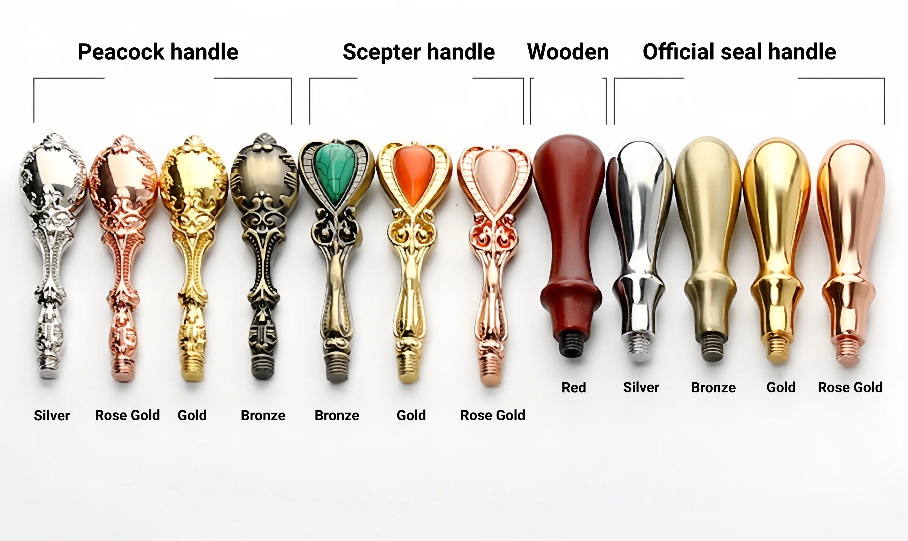 Wax Seal Handle Styles - Peacock Scepter Wood